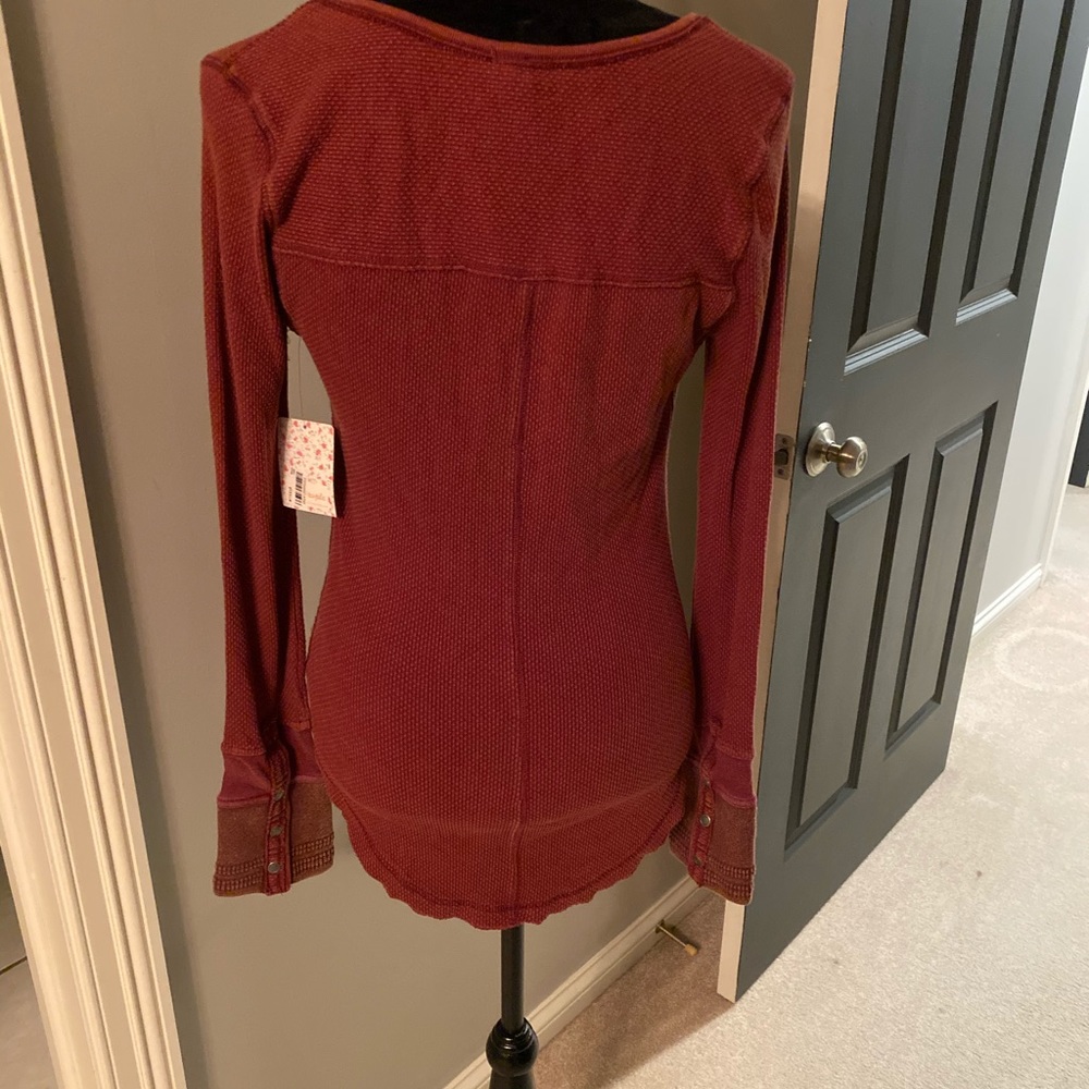 Free People Thermal Shirt color is maroon
